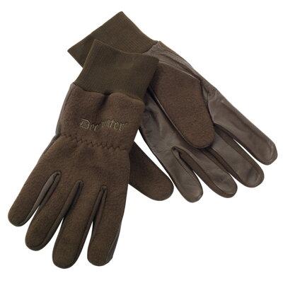 Deerhunter Fleece Gloves w. leather - flísové rukavice