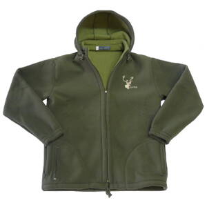 Poľovnícka bunda fleece s kapucňou Hunter - olivovo zelená