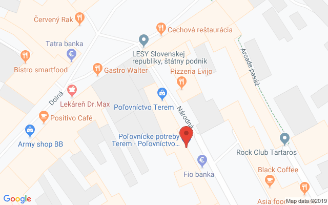 Google map: Národná 2, Banská Bystrica