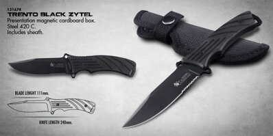 TRENTO BLACK ZYTEL Takticý nôž - dýka s púzdrom