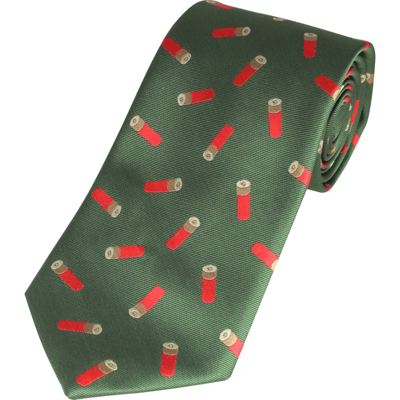 Poľovnícka kravata zelená s motívom náboja