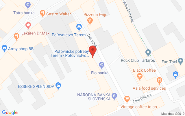 Google map: Národná 2, Banská Bystrica, Slovakia